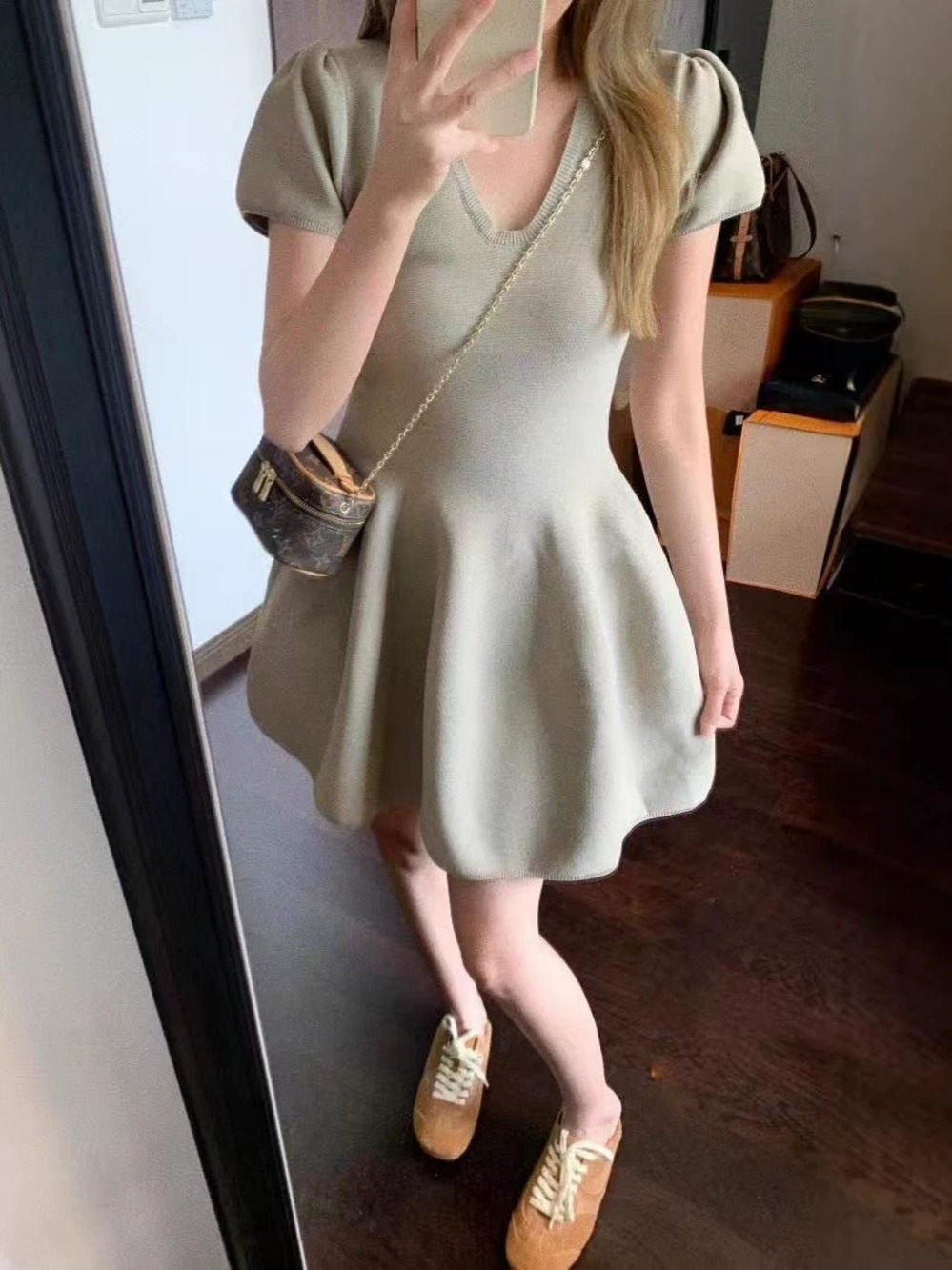 ZARA Womens Summer French Collar Cinched Waist Dress Pure Chic Unique Mini Dress